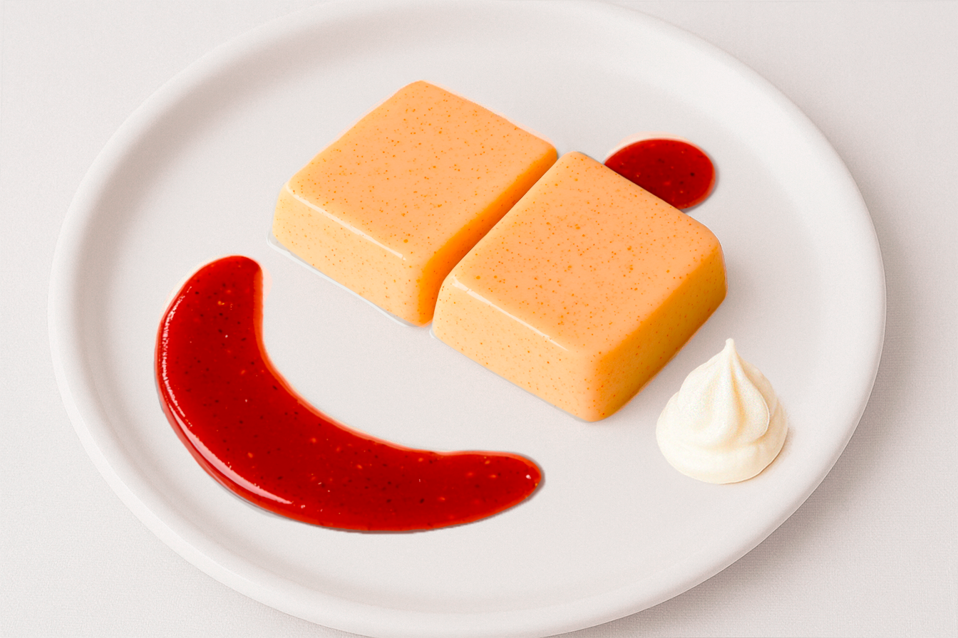 Pfirsich Flan mit Grieß, 48 Stk.